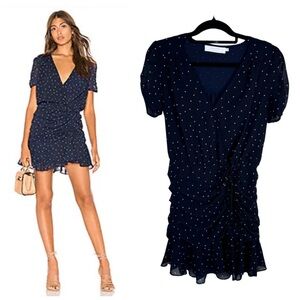 ASTR the Label Natasha mini Dress baby blue white polka dot size S